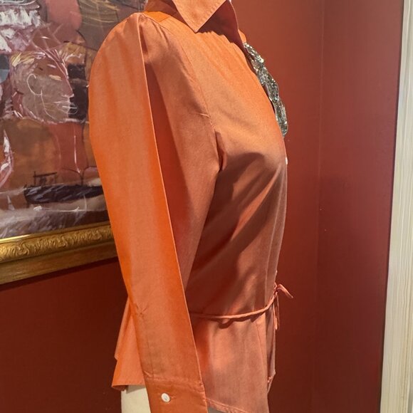 Vibrant orange ¾ long-sleeve tailor-made shirt, - Picture 2 of 10
